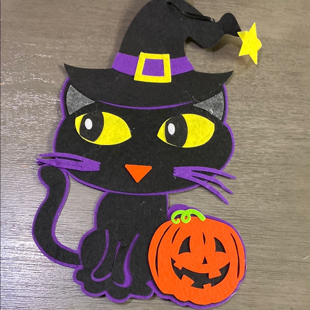 Halloween Black Felt Cat Wall Decor